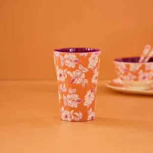 RICE-   Bicchiere grande arancione Faded Hibiscus Print