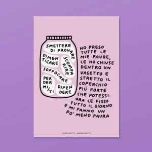 DISEGNETTI DEPRESSETTI - Cartolina Vasetto Paure