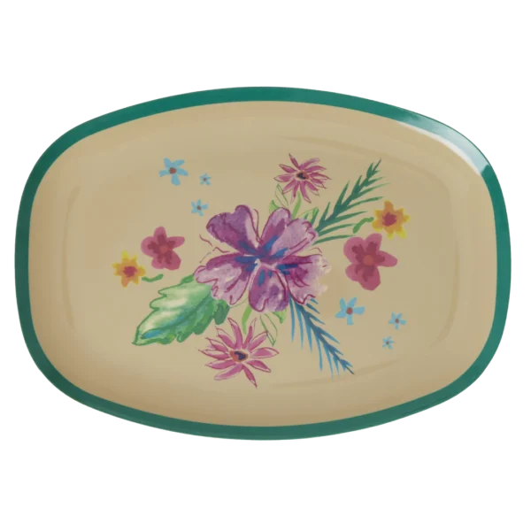 RICE-   Piatto piano rettangolare grande Arda Bloom Print - immagine 2