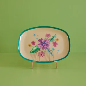 RICE-   Piatto piano rettangolare grande Arda Bloom Print
