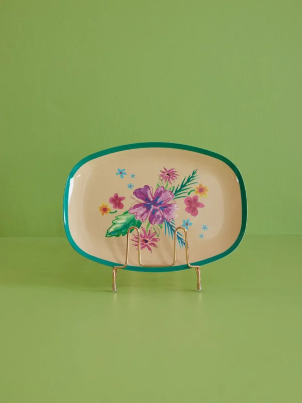 RICE-   Piatto piano rettangolare grande Arda Bloom Print
