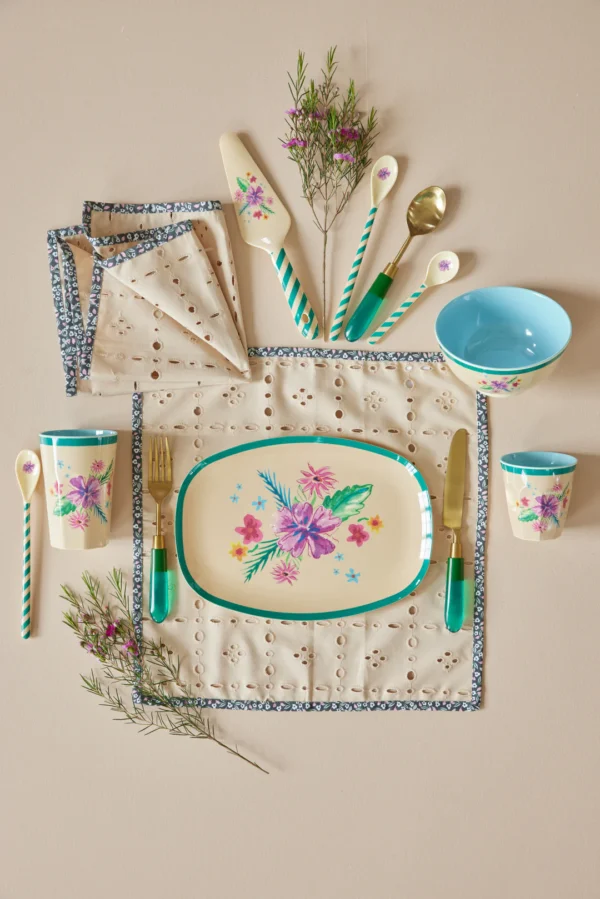 RICE-   Piatto piano rettangolare grande Arda Bloom Print - immagine 3