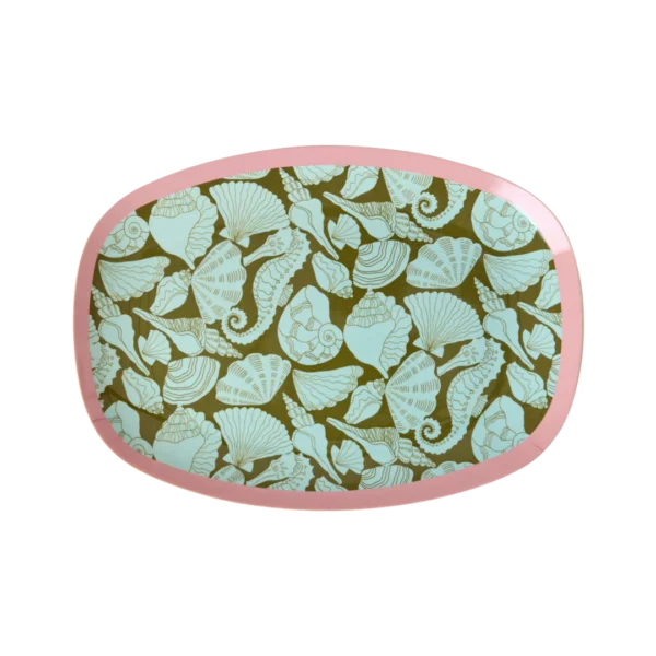 RICE-   Piatto piano piccolo rettangolare Seashell Print